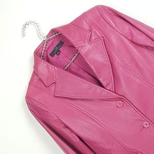 id Collection Raspberry Pink Leather Fitted Blazer